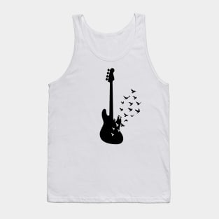 Bass Guitar Silhouette Turning Into Birds Tank Top